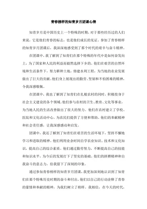 青春榜样的知青岁月团课心得