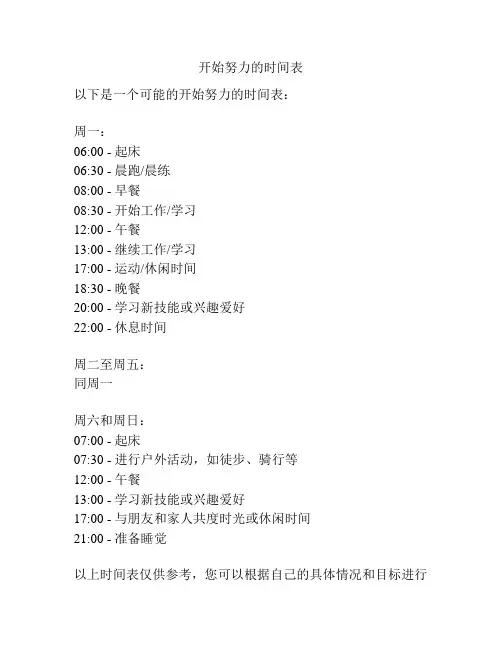 开始努力的时间表
