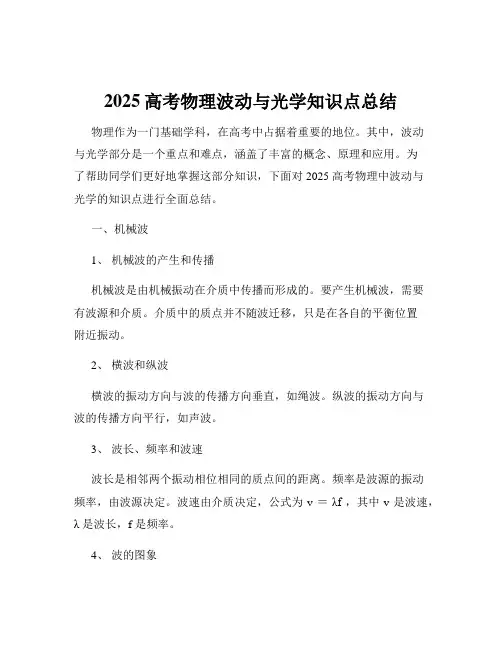 2025高考物理波动与光学知识点总结
