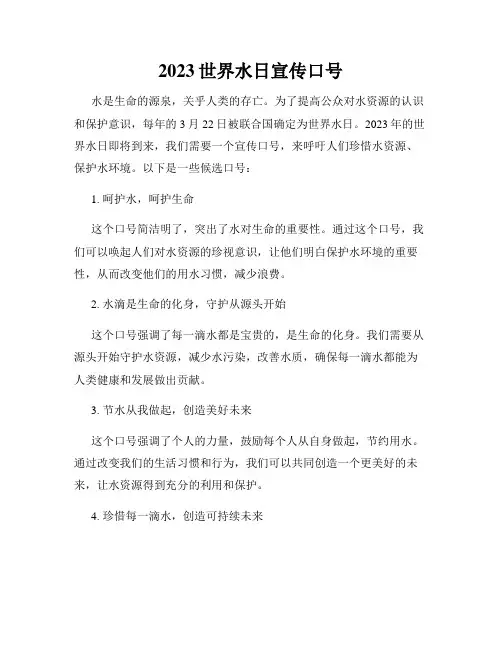 2023世界水日宣传口号