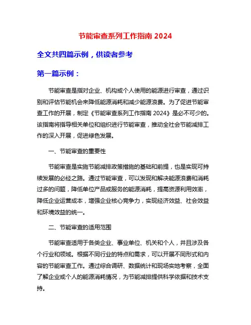 节能审查系列工作指南2024