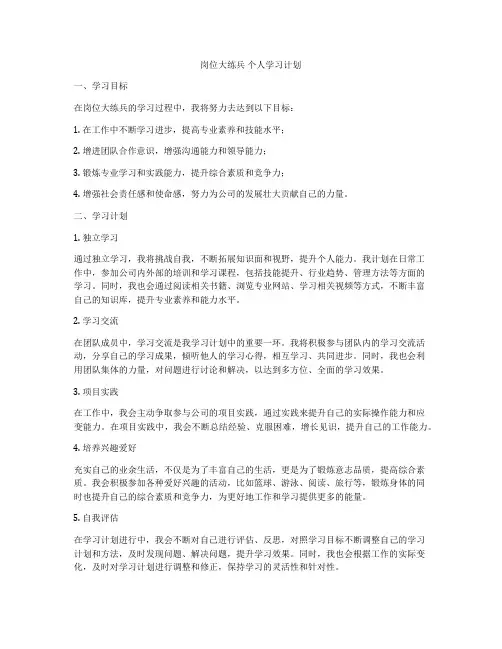 岗位大练兵 个人学习计划
