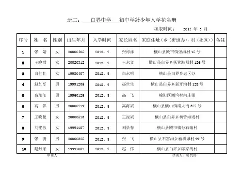 上届九年级“双高双普”初中表册