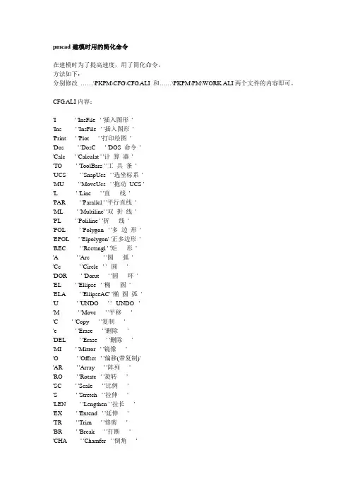 PKPM建模时用的简化命令_快捷键[1]