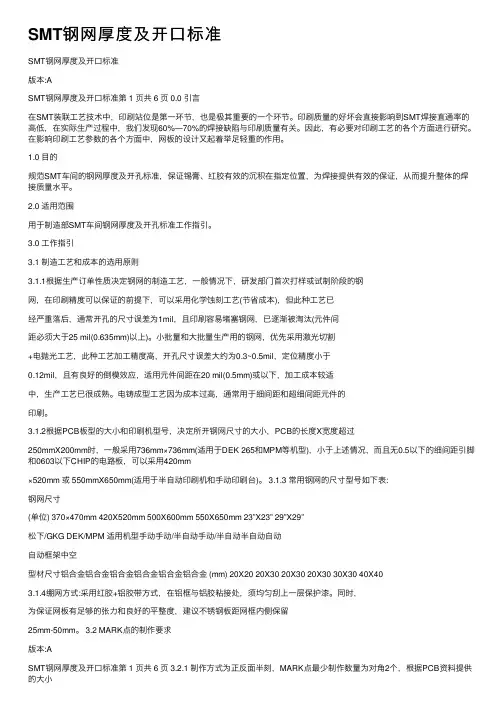 SMT钢网厚度及开口标准
