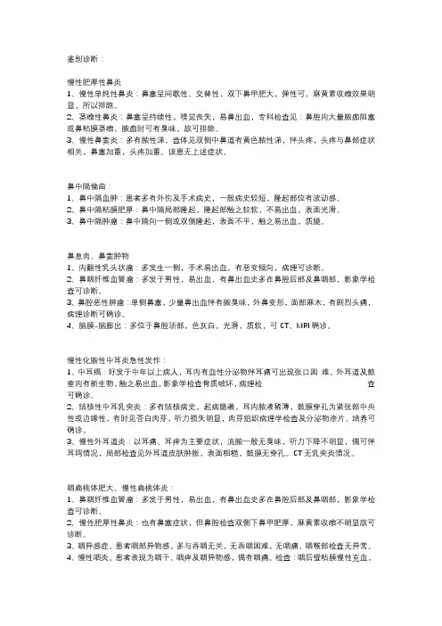 耳鼻咽喉科鉴别诊断