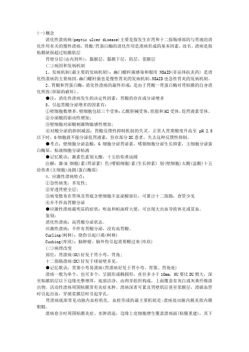 临床执业医师考试消化系统复习讲义：消化性溃疡