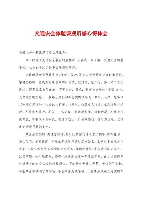交通安全体验课观后感心得体会