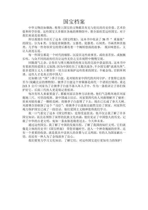 国宝档案作文素材