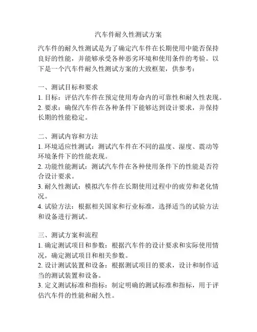汽车件耐久性测试方案