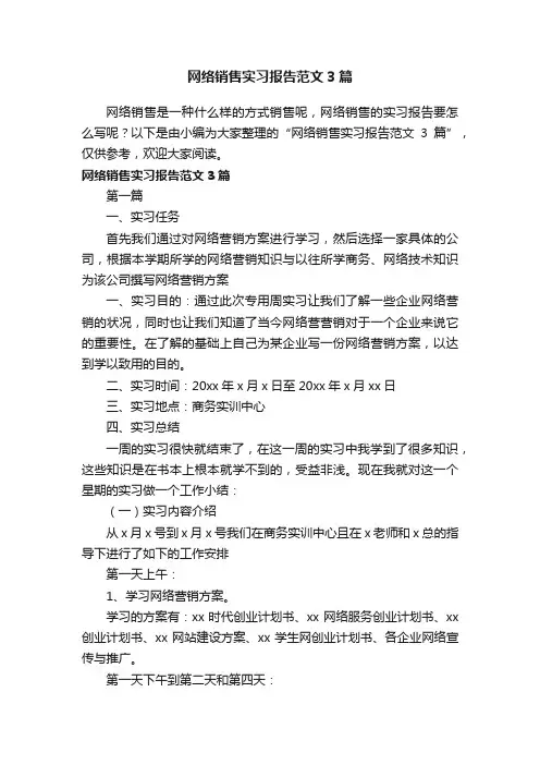 网络销售实习报告范文3篇