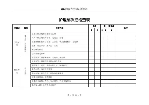 护理部质控检查表
