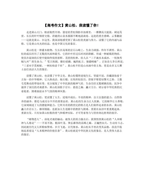 【高考作文】黄山松,我读懂了你!
