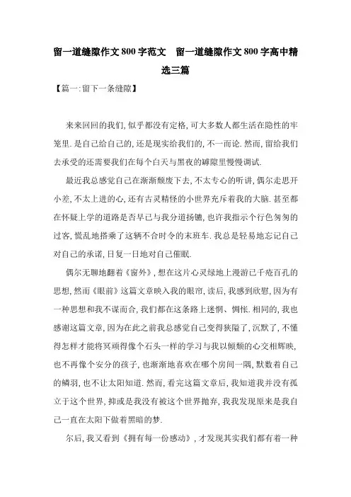 留一道缝隙作文800字范文--留一道缝隙作文800字高中精选三篇