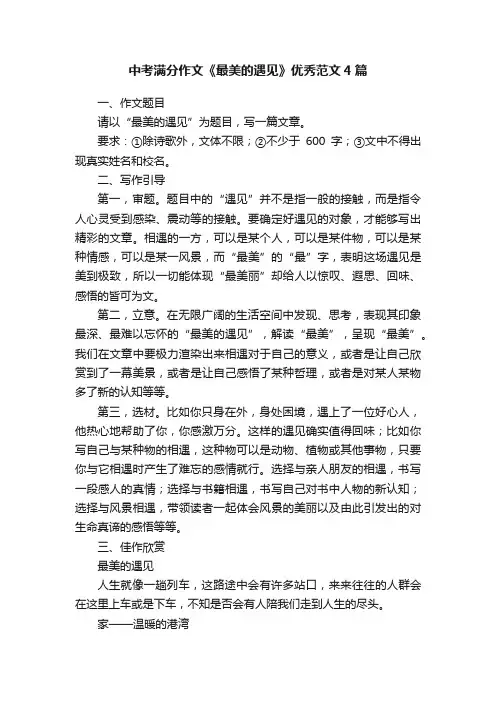 中考满分作文《最美的遇见》优秀范文4篇