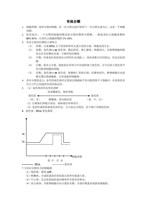 有丝分裂与减数分裂知识点汇总和比较