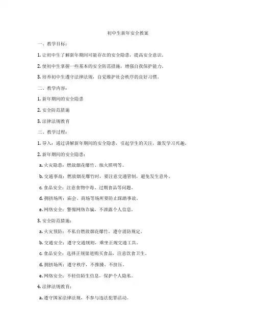 初中生新年安全教案