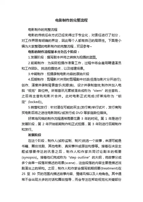 电影制作的完整流程