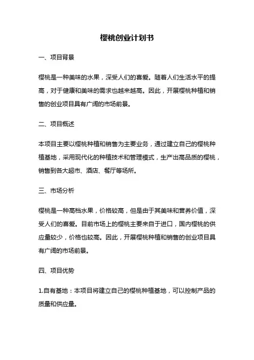 樱桃创业计划书