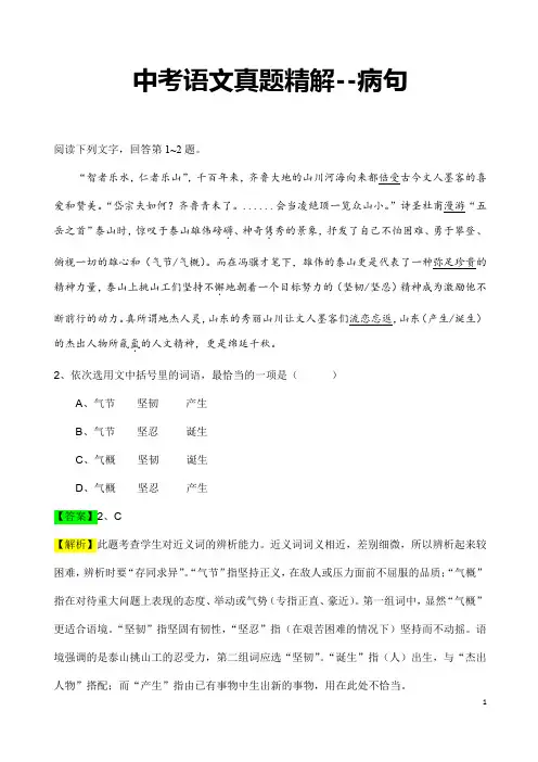 (名师整理)最新部编人教版语文冲刺中考专题复习《病句辨析》精讲精练(含答案)