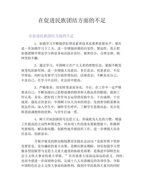 在促进民族团结方面的不足