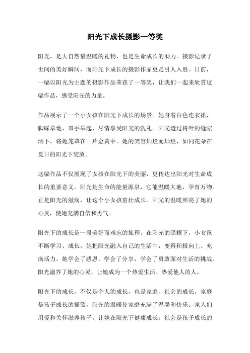 阳光下成长摄影一等奖