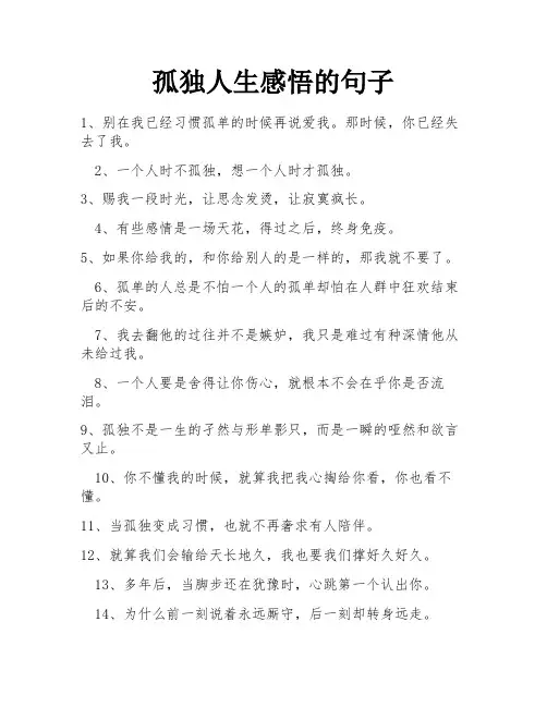 孤独人生感悟的句子