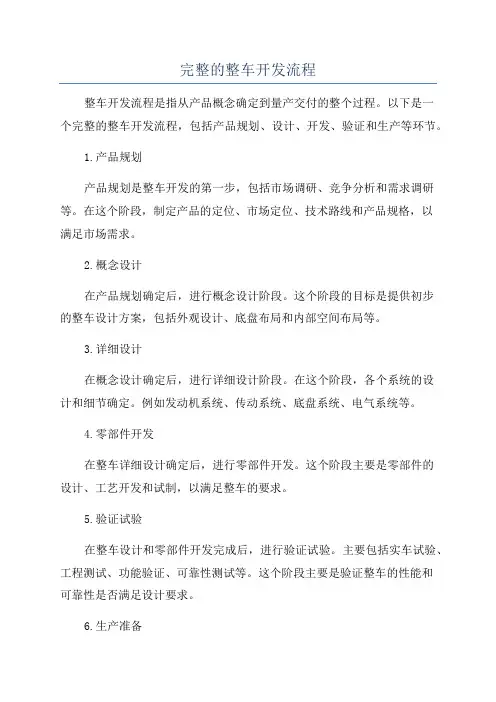 完整的整车开发流程