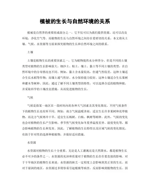 植被的生长与自然环境的关系