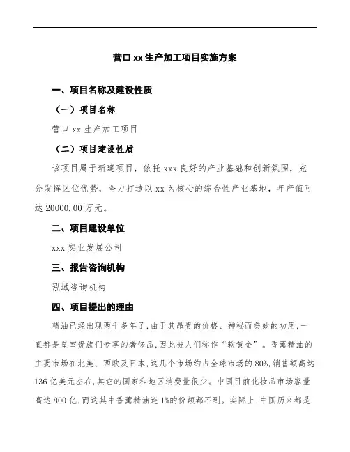 营口投资建设项目实施方案