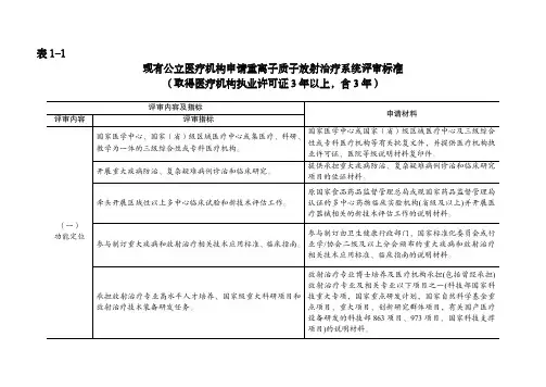 现有公立医疗机构申请重离子质子放射治疗系统评审标准