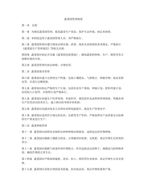 蔬菜园管理制度
