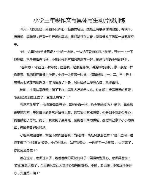 小学三年级作文写具体写生动片段训练