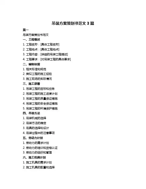 吊装方案策划书范文3篇