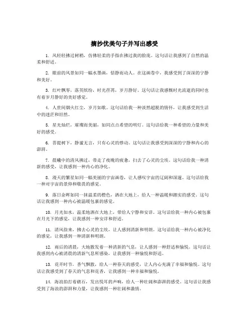 摘抄优美句子并写出感受