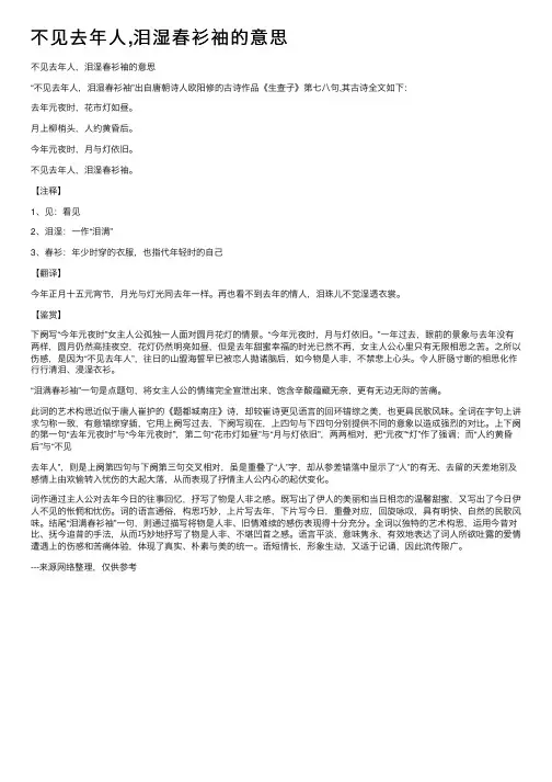 不见去年人,泪湿春衫袖的意思