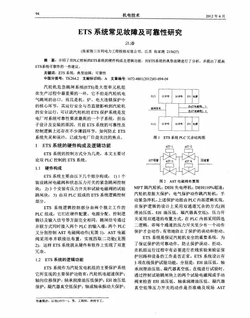 ETS系统常见故障及可靠性研究