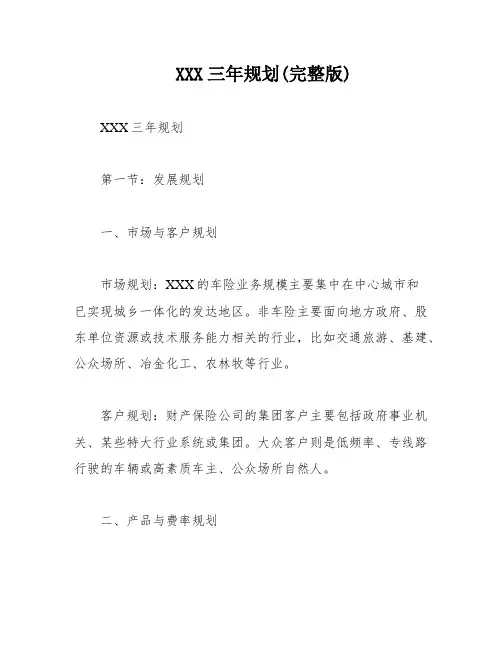 XXX三年规划(完整版)