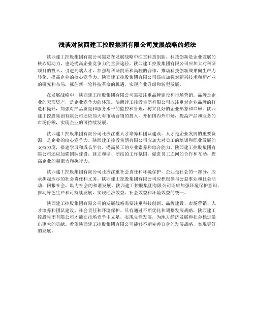 浅谈对陕西建工控股集团有限公司发展战略的想法