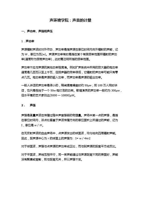 声环境学院：声音的计量