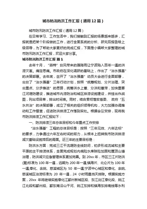 城市防汛防洪工作汇报（通用12篇）