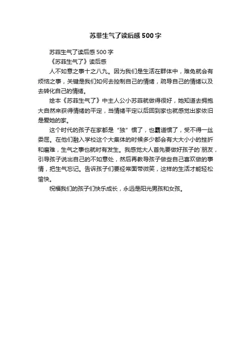 苏菲生气了读后感500字