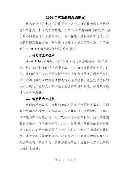 2024年植物解剖总结范文