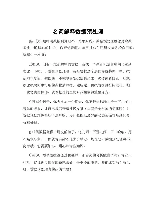 名词解释数据预处理