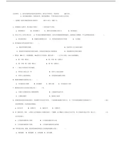 数控技能大赛理论试题.doc