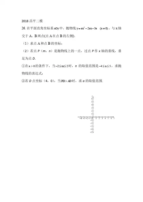 2018年北京中考二模代数综合题汇编