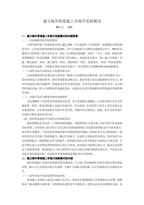 建立海外市场开发模式