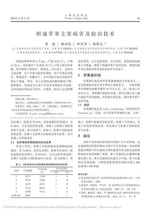 昭通苹果主要病害及防治技术