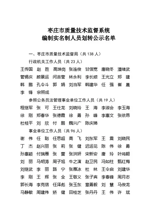 公示名单