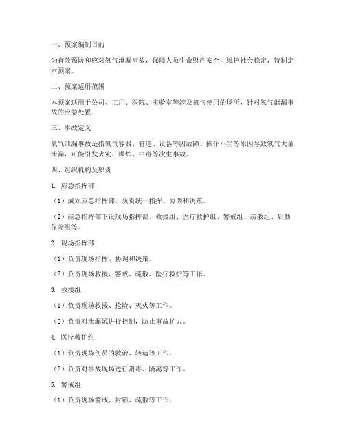 氧气泄漏的应急处置预案